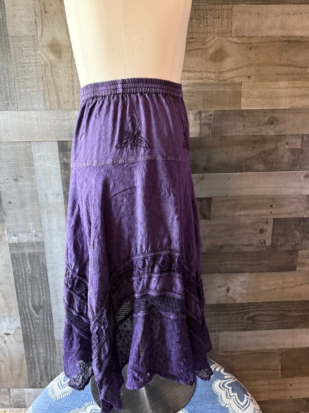 Purple floral maxi skirt large coastal cowgirl western desert festival boho - Picture 7 of 10